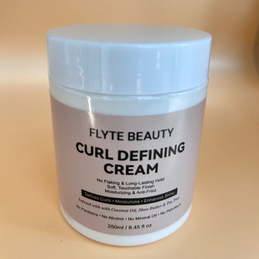 Jar of Flyte Beauty Curl Defining Cream on a beige background