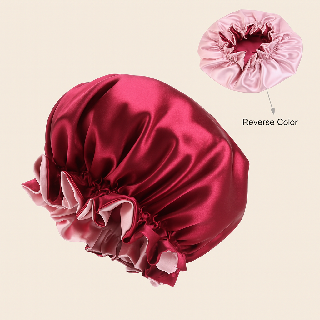 Reversible Ruffle Satin Bonnet – Double Layer